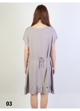 Fashion Flowy Short Sleeves Summer Dress W/Pocket